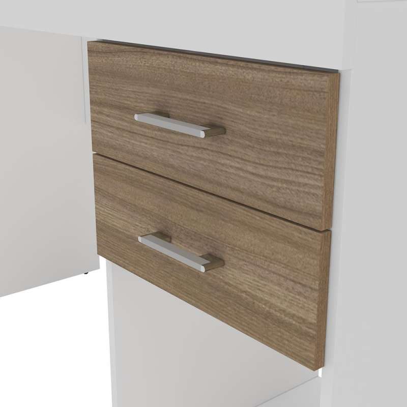 Mesa de escritório Malta 2 gavetas Branco/Castanho Politorno - Branco/Castanho