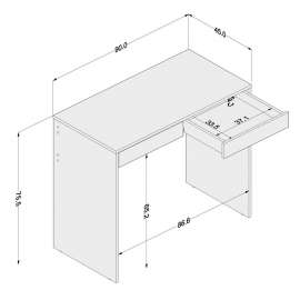 Mesa Home Office Tijuca 90cm 2 gavetas Branco/Castanho Politorno - Branco/Castanho