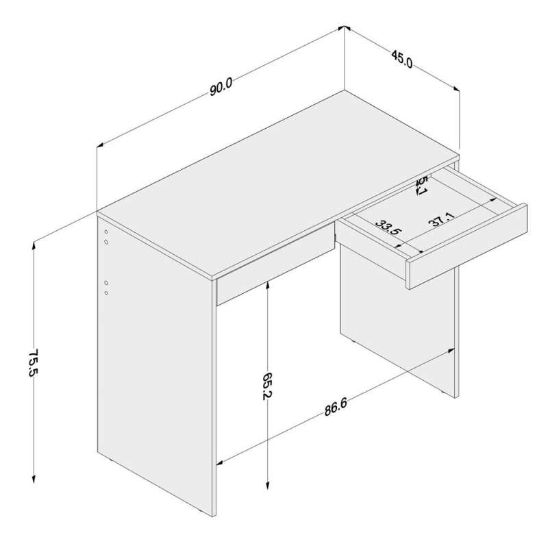 Mesa Home Office Tijuca 90cm 2 gavetas Branco/Castanho Politorno - Branco/Castanho