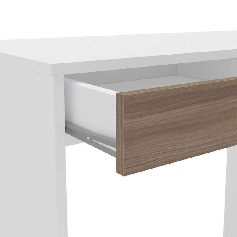 Mesa Home Office Tijuca 90cm 2 gavetas Branco/Castanho Politorno - Branco/Castanho