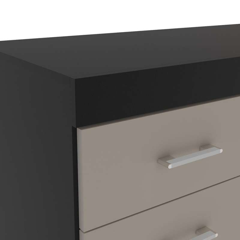 Mesa com 4 Gavetas em Madeira Malta Preto/Cinza Politorno - Preto/Cinza