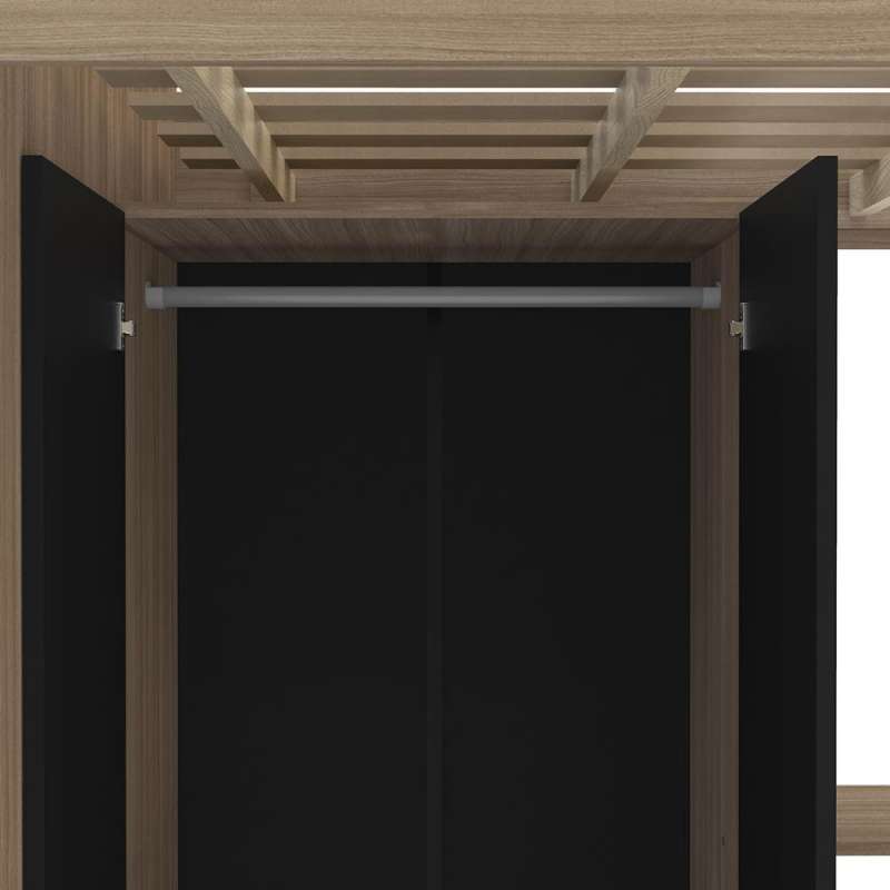 Cama multifuncional com mesa gamer Konza Castanho/Preto Politorno - Preto / Castanho