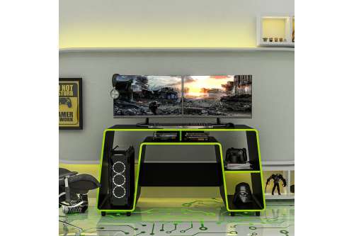 Mesa Gamer London Preto e Verde Politorno