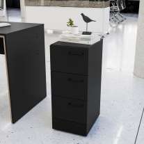 Gaveteiro Zurique 3 Gavetas Preto Politorno