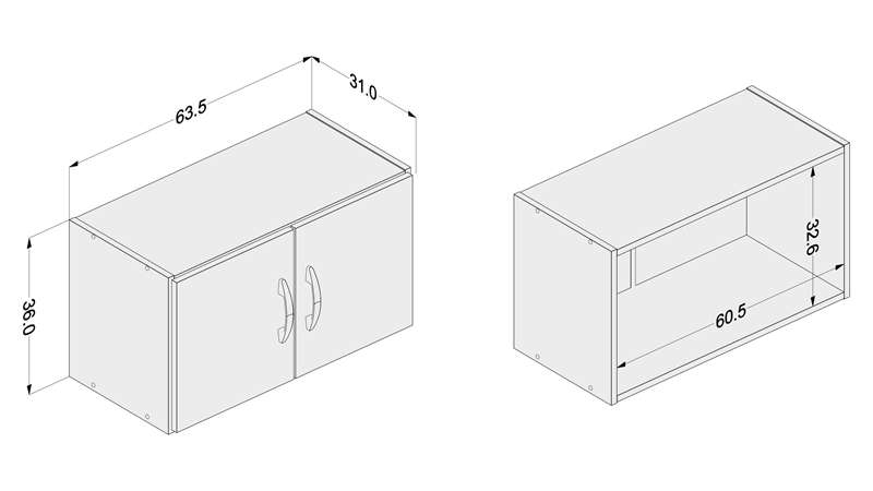 Armário de cozinha barato Aéreo 2 Portas Branco Politorno - Branco