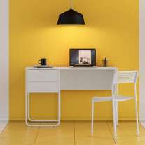 Mesa Foster 2 gavetas pés tubulares Branco Politorno