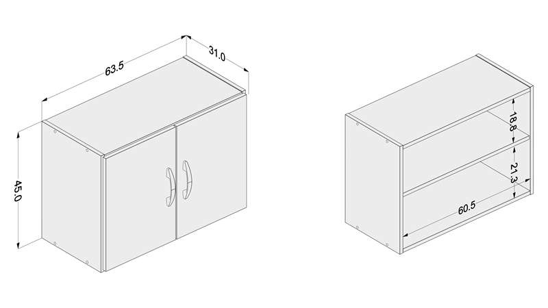 Armário Aéreo 2 portas Branco Politorno - Branco