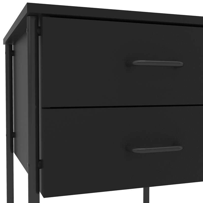 Mesa Foster 2 gavetas pés tubulares Preto Politorno - Preto
