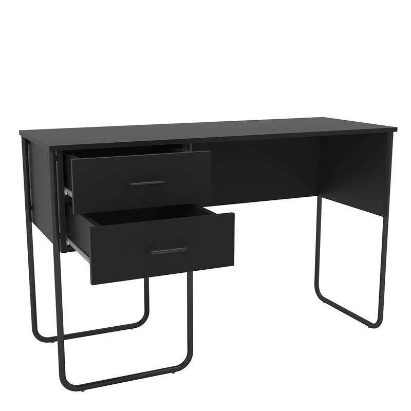 Mesa Foster 2 gavetas pés tubulares Preto Politorno - Preto