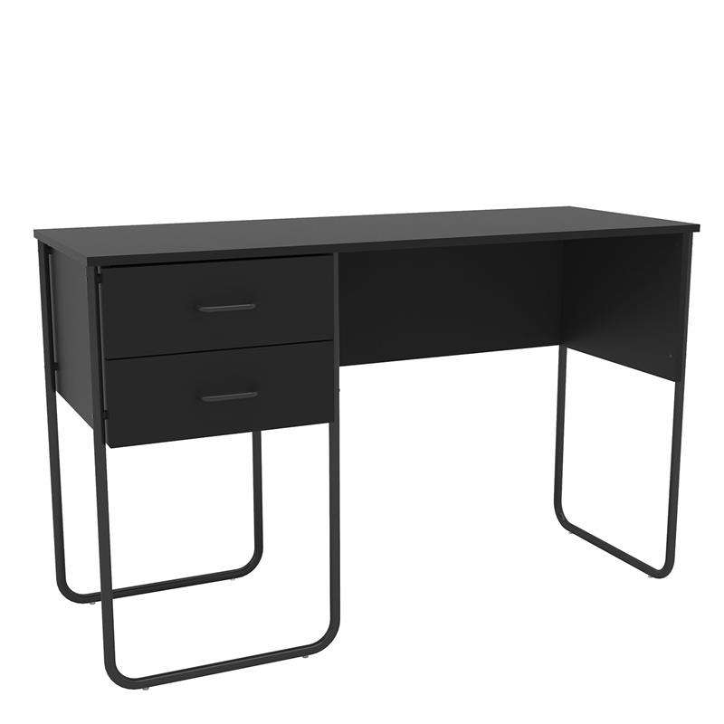 Mesa Foster 2 gavetas pés tubulares Preto Politorno - Preto