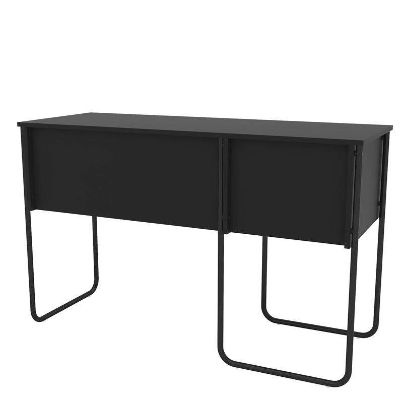 Mesa Foster 2 gavetas pés tubulares Preto Politorno - Preto