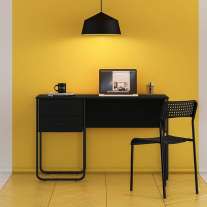 Mesa Foster 2 gavetas pés tubulares Preto Politorno