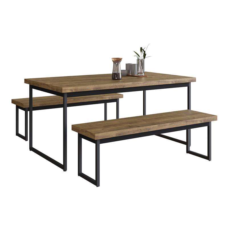 Mesa Tubular 6 lugares Oxford 160cm WoodMel com Preto - Wood Mel