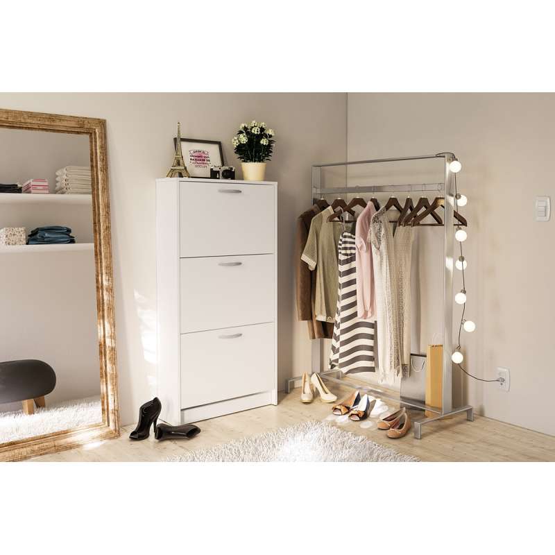 Sapateira com 3 Portas Fortaleza Branca Politorno - Branco