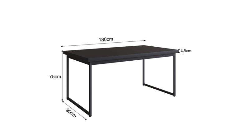 Mesa Tubular 8 lugares Oxford 180cm  Preto - Preto