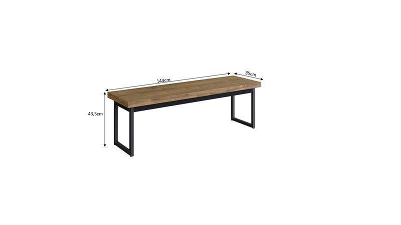Banco Tubular Oxford 144cm WoodMel com Preto  - Woodmel