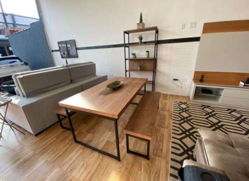 Banco Tubular Oxford 144cm WoodMel com Preto  - Woodmel