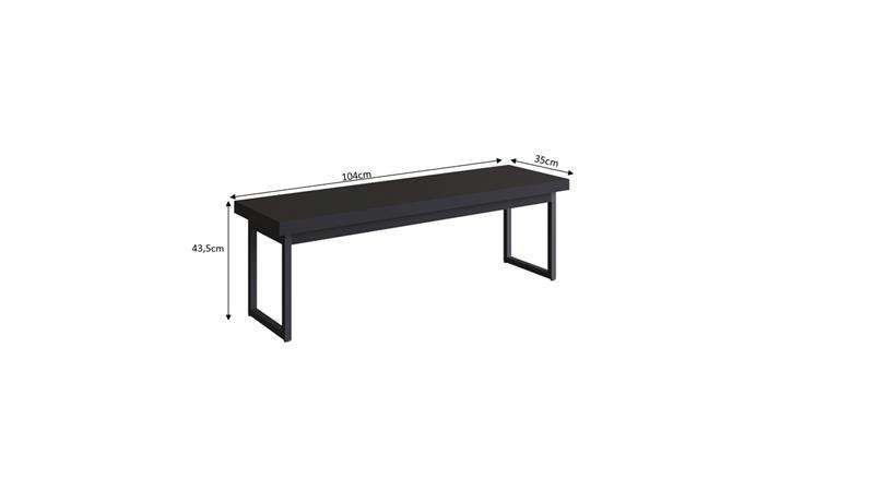 Banco Tubular Oxford 104cm Preto  - Preto