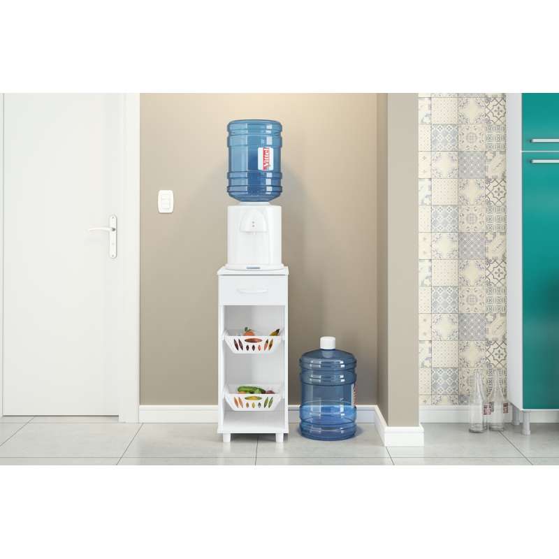 Fruteira Compacta Branca de madeira para Cozinha Politorno - Branco