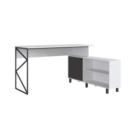 Escrivaninha Estilo Industrial com Balcão Deli Branco-Preto - Branco com Preto