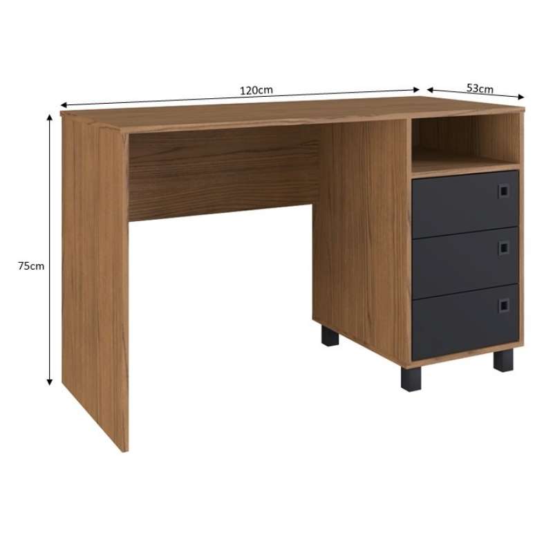 Mesa com Gaveteiro Orlando Woodmel - Woodmel com Preto