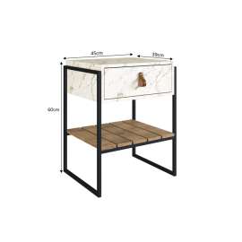 Mesa de Cabeceira James com gaveta Volakas e Woodmel - Volakas e Woodmel 