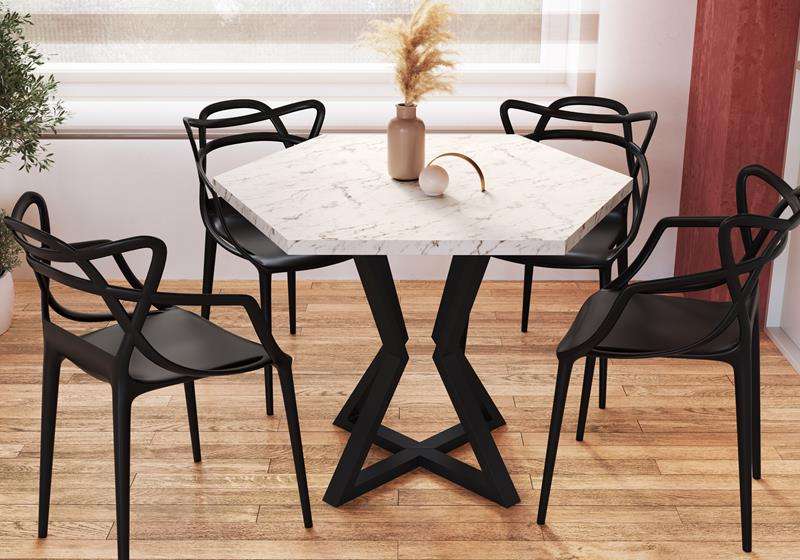 Mesa Jantar Hexagonal 6 lugares Pierre Volakas - Volakas 