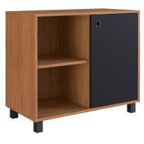 Balcão Escritório Indiana 1 porta 2 nichos Wm e Preto