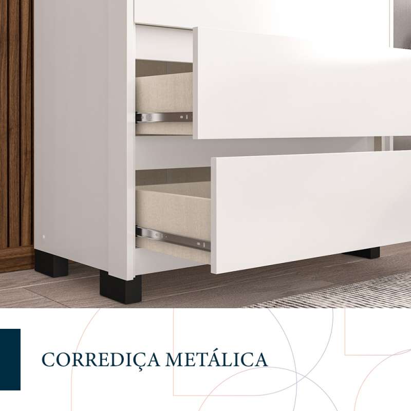 Cômoda Coimbra 4 Gavetas Branco Politorno - Branco