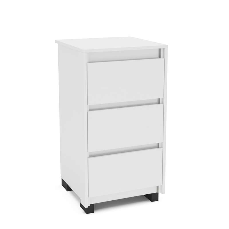 Mesa de Cabeceira Coimbra 3 Gavetas Branco Politorno - Branco