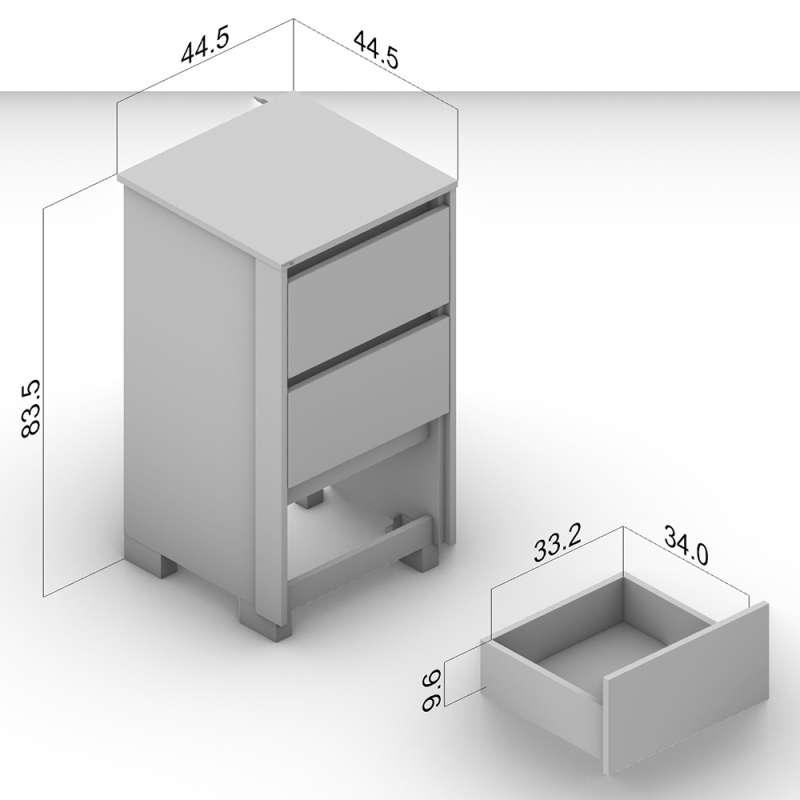 Mesa de Cabeceira Coimbra 3 Gavetas Branco Politorno - Branco