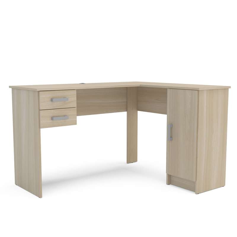 Mesa em L com 2 Gavetas e Armário Barcelona Legno Politorno - Legno Salinas