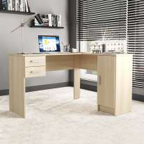 Mesa em L com 2 Gavetas e Armário Barcelona Legno Politorno