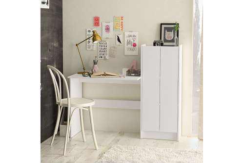Escrivaninha com Armário Embutido Manaus Branco Politorno