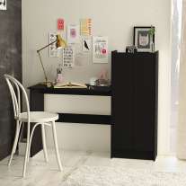 Escrivaninha com Armário Embutido Manaus Preto Politorno