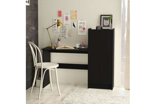 Escrivaninha com Armário Embutido Manaus Preto Politorno