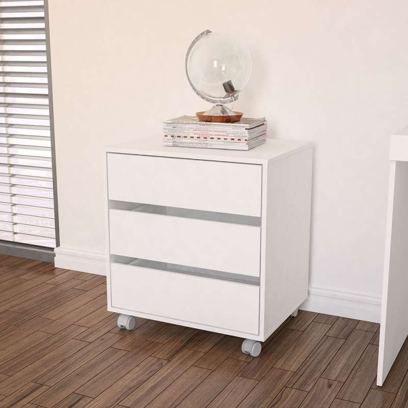 Gaveteiro Mauá 3 Gavetas 600mm Branco Politorno - Branco