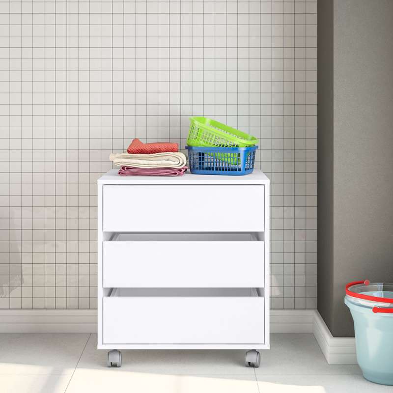 Gaveteiro Mauá 3 Gavetas 600mm Branco Politorno - Branco