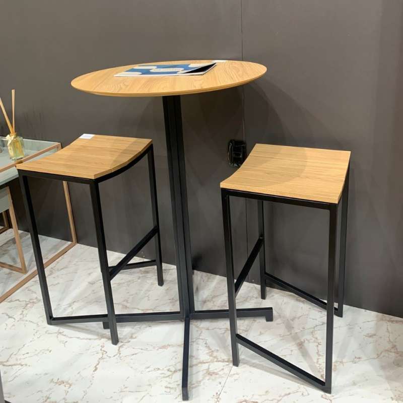 Mesa Mini Bistrô Redonda Cais Olmo e Preto Metta Mobili - OLMO