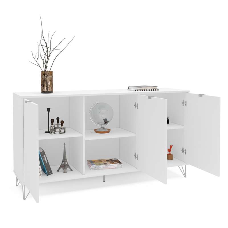 Aparador 3 Portas Montreal Branco Politorno - Branco