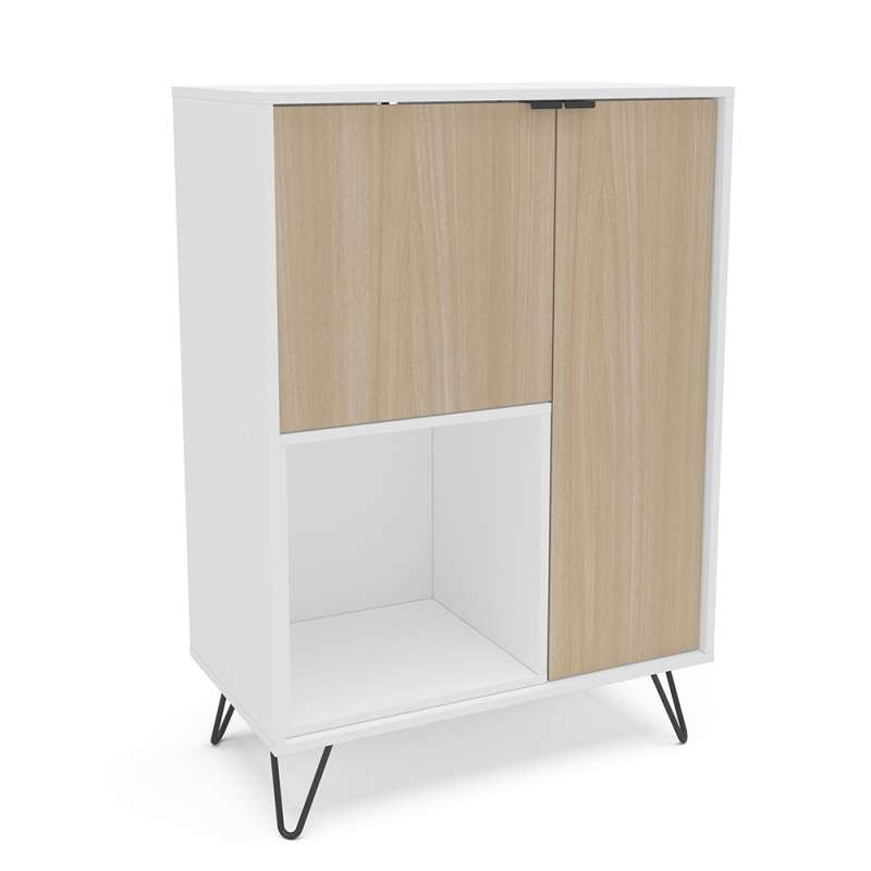 Aparador 2 Portas com Nicho Cayman Branco e Legno Salinas Politorno - Branco/Legno Salinas