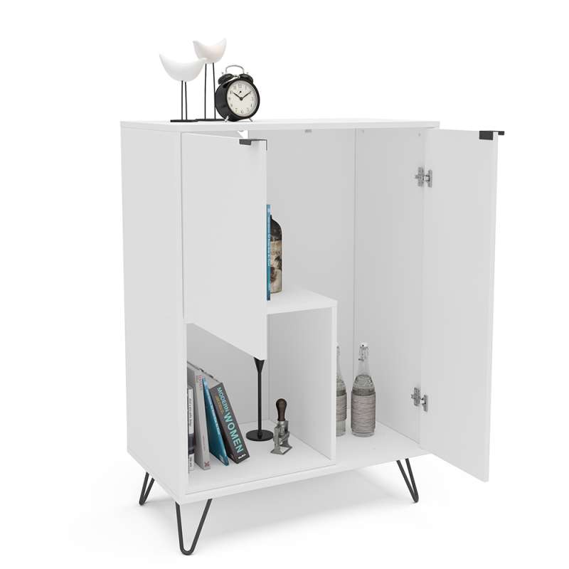 Aparador 2 Portas com Nicho Cayman Branco Politorno - Branco