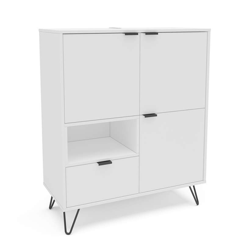 Aparador 3 Portas com Gaveta e Nicho Cayman Branco Politorno - Branco