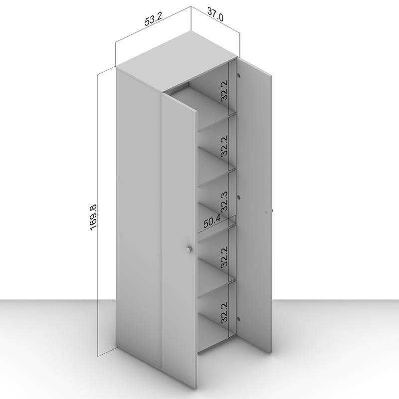 Sapateira Cajamar 2 portas (1 com chave) e 4 prateleiras - Branco