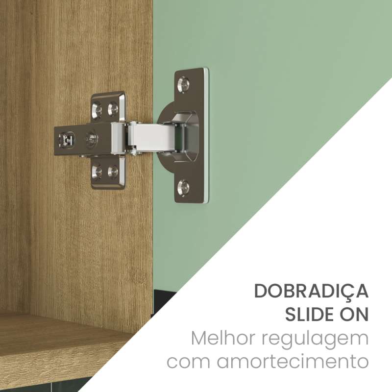 Balcão 2 Portas 3 Gavetas s/Tampo 1200mm Talharim Politorno - Lâmina Mel / Verde Bellagio