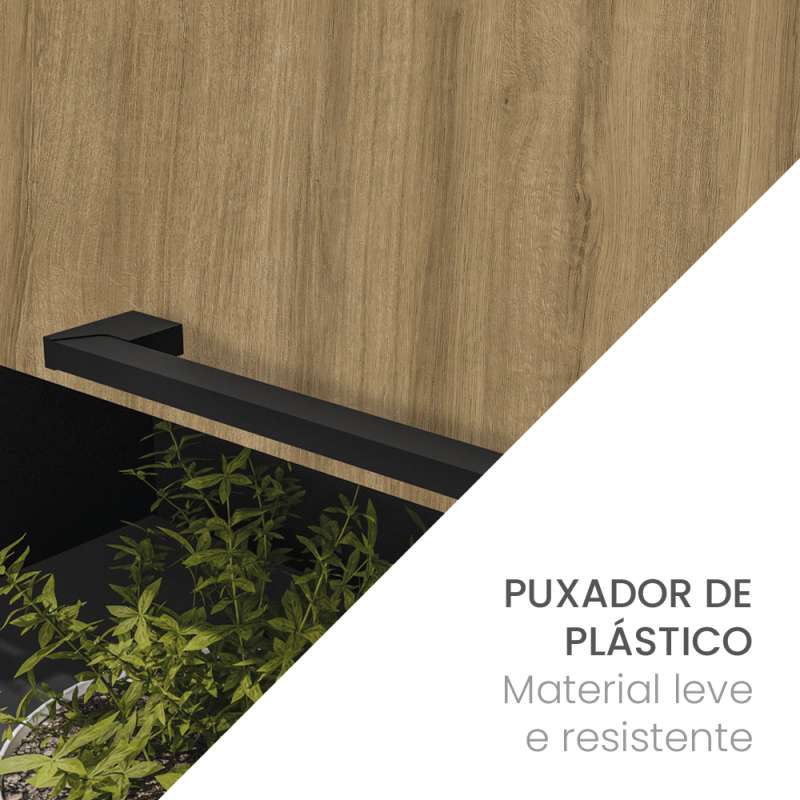Balcão 1 Porta Basculante 4 Gavetas 1200mm s/tampo Menu Kitchen Raviolli Politorno - Preto / Lâmina Mel