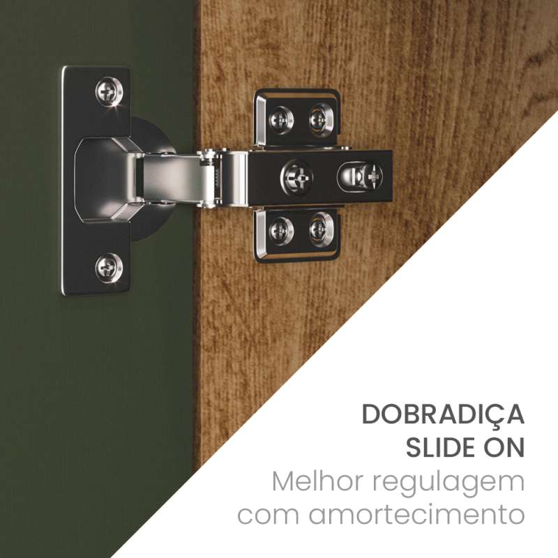 Balcão de Cozinha 3 Portas 1 Gaveta Menu Kitchen Espaguete Alamo e Verde Politorno - Alamo / Verde Amalfi