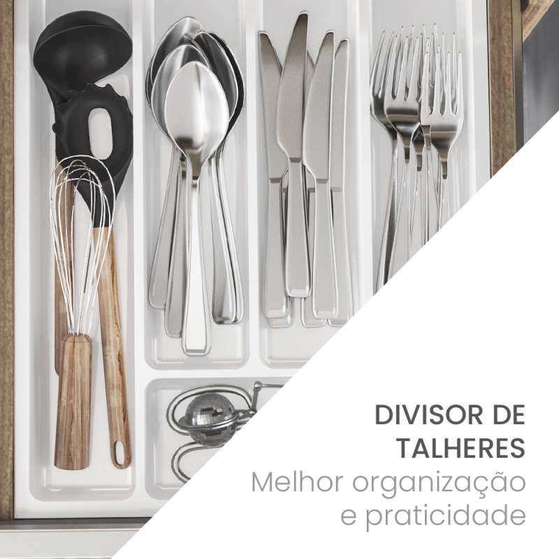 Balcão de Cozinha 2 Portas e 3 Gavetas Menu Kitchen Campanele Castanho e Cinza Politorno - Castanho / Cinza