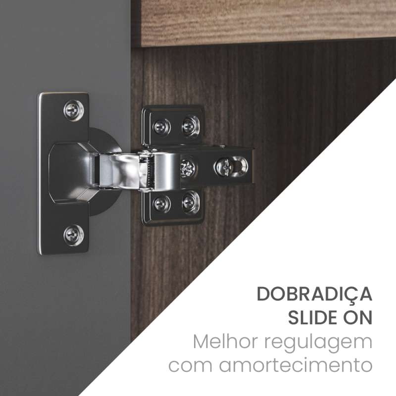 Balcão de Cozinha 2 Portas e 3 Gavetas Menu Kitchen Campanele Castanho e Cinza Politorno - Castanho / Cinza