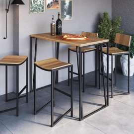 Mesa Bistrô Retangular Olmo e Preto Metta Mobili - OLMO